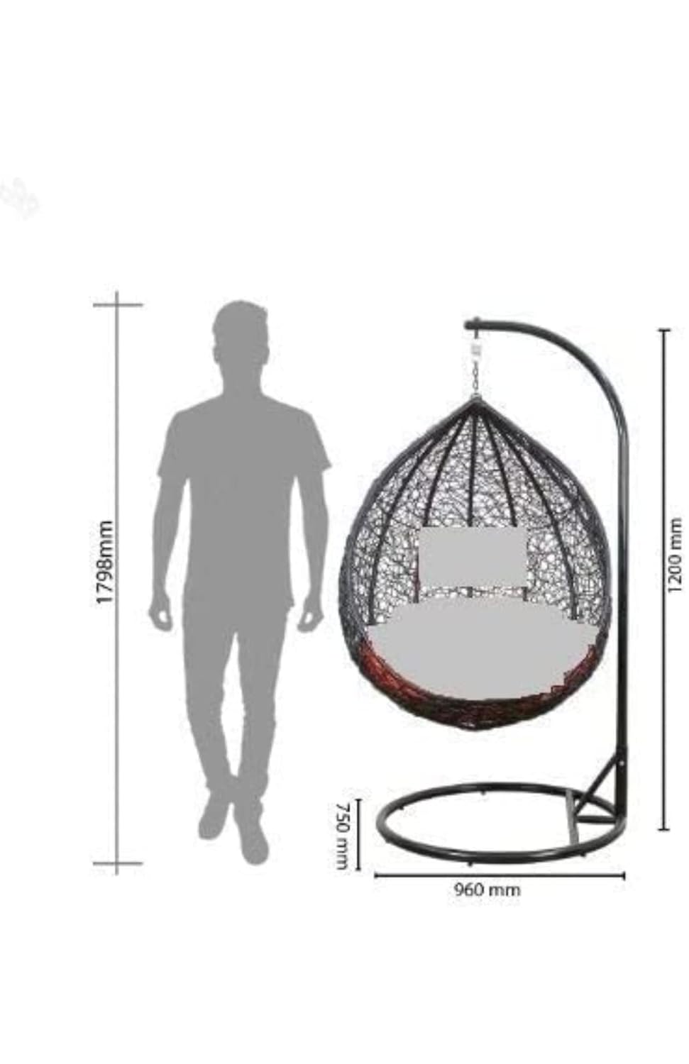 Jhula King Hanging Swing Chair with Stand & Cushion & Hook
