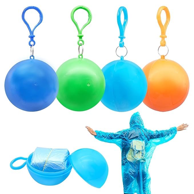 Oralife Disposable Emergency Rain Poncho, Portable Ball Design, for Kids, Random Colours