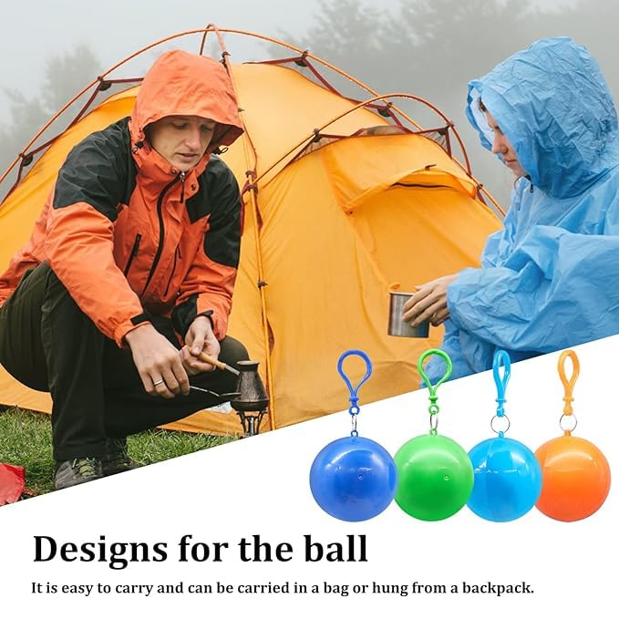 Oralife Disposable Emergency Rain Poncho, Portable Ball Design, for Kids, Random Colours