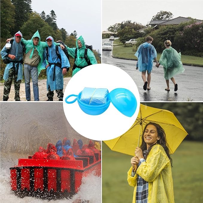 Oralife Disposable Emergency Rain Poncho, Portable Ball Design, for Kids, Random Colours