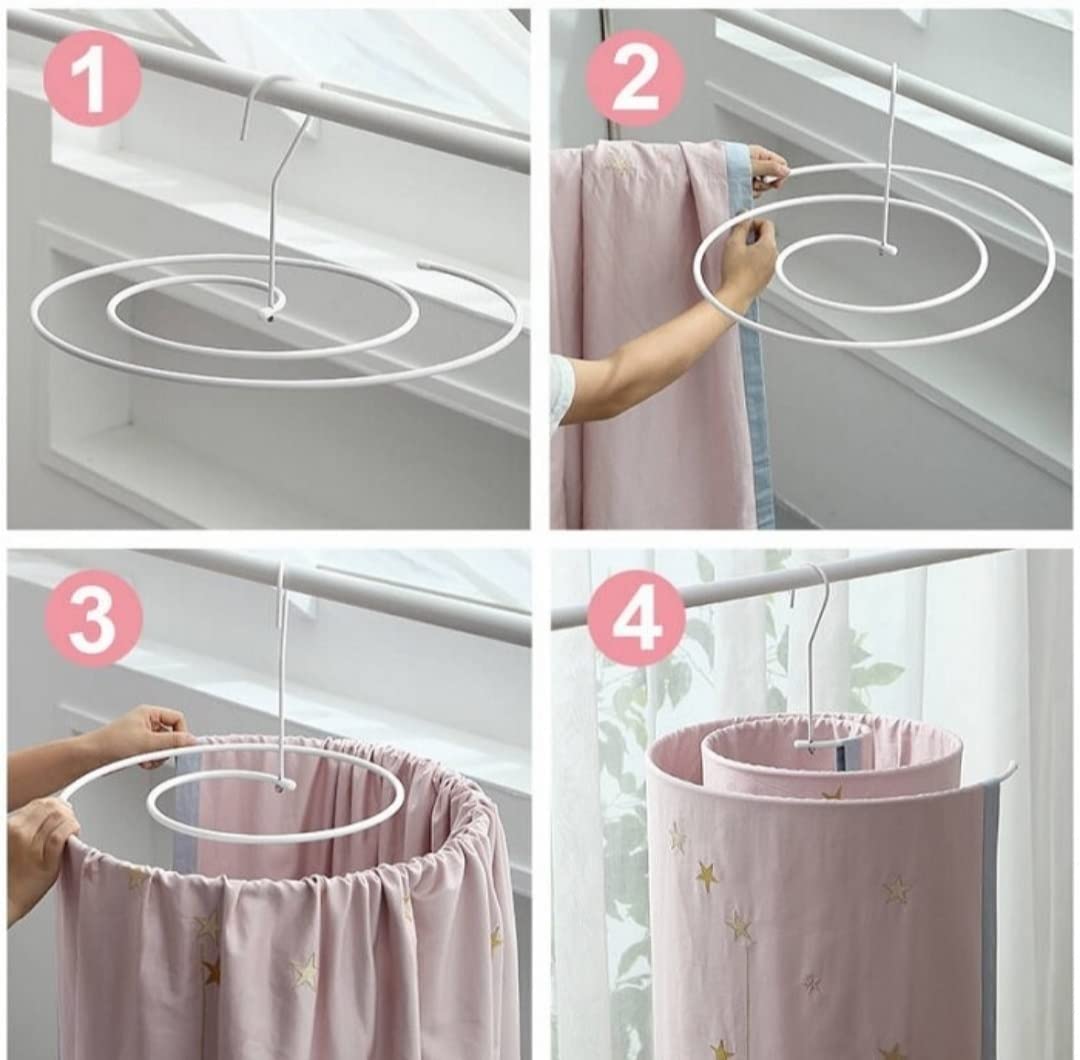 Laundry Hanging Hook Spiral Rotating Bed Sheet Blanket Drying Rack