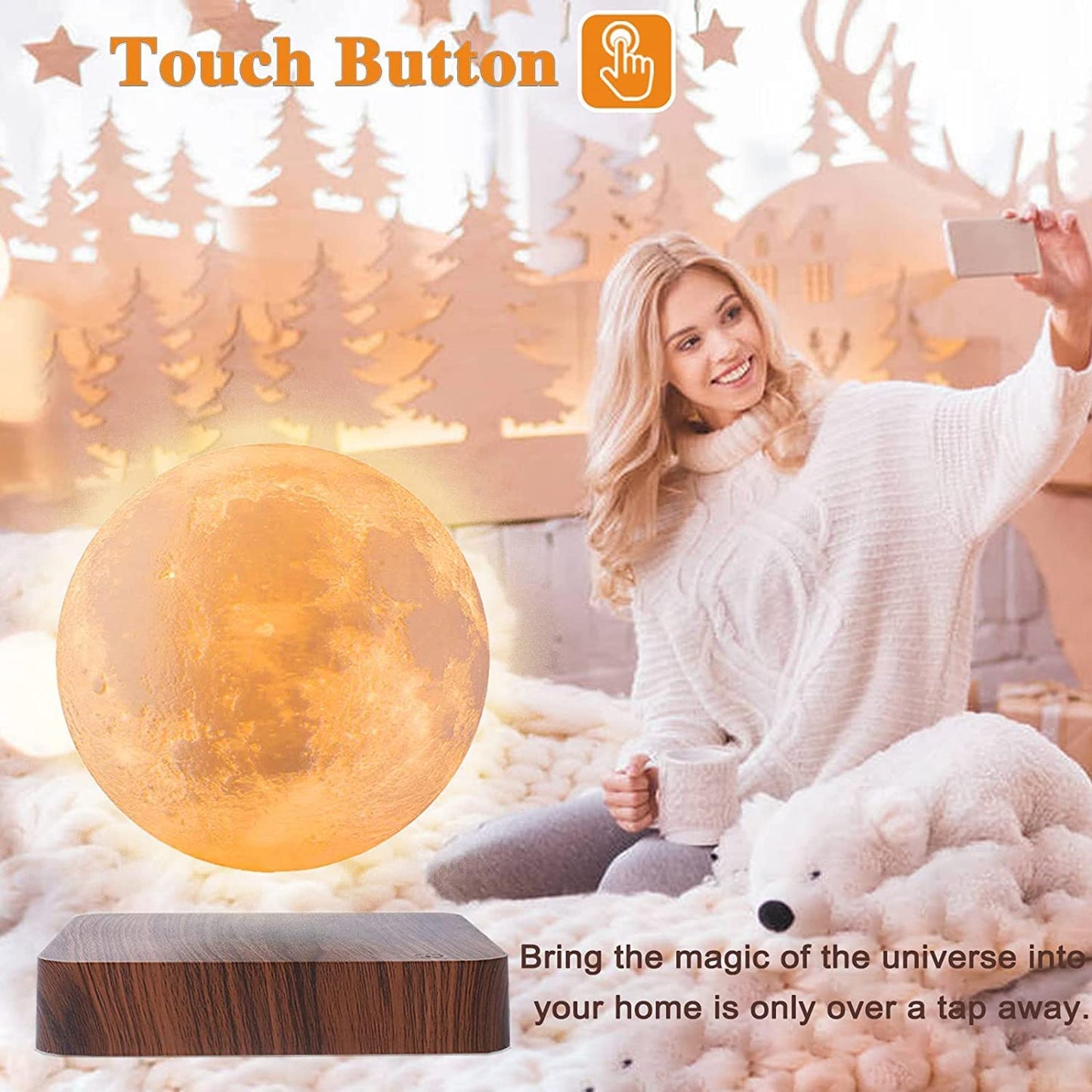 Citaaz Levitating Moon Lamp Moon Light - Magnetic Floating Moon Lamp Spinning Luna Night Light with 3 Color Modes