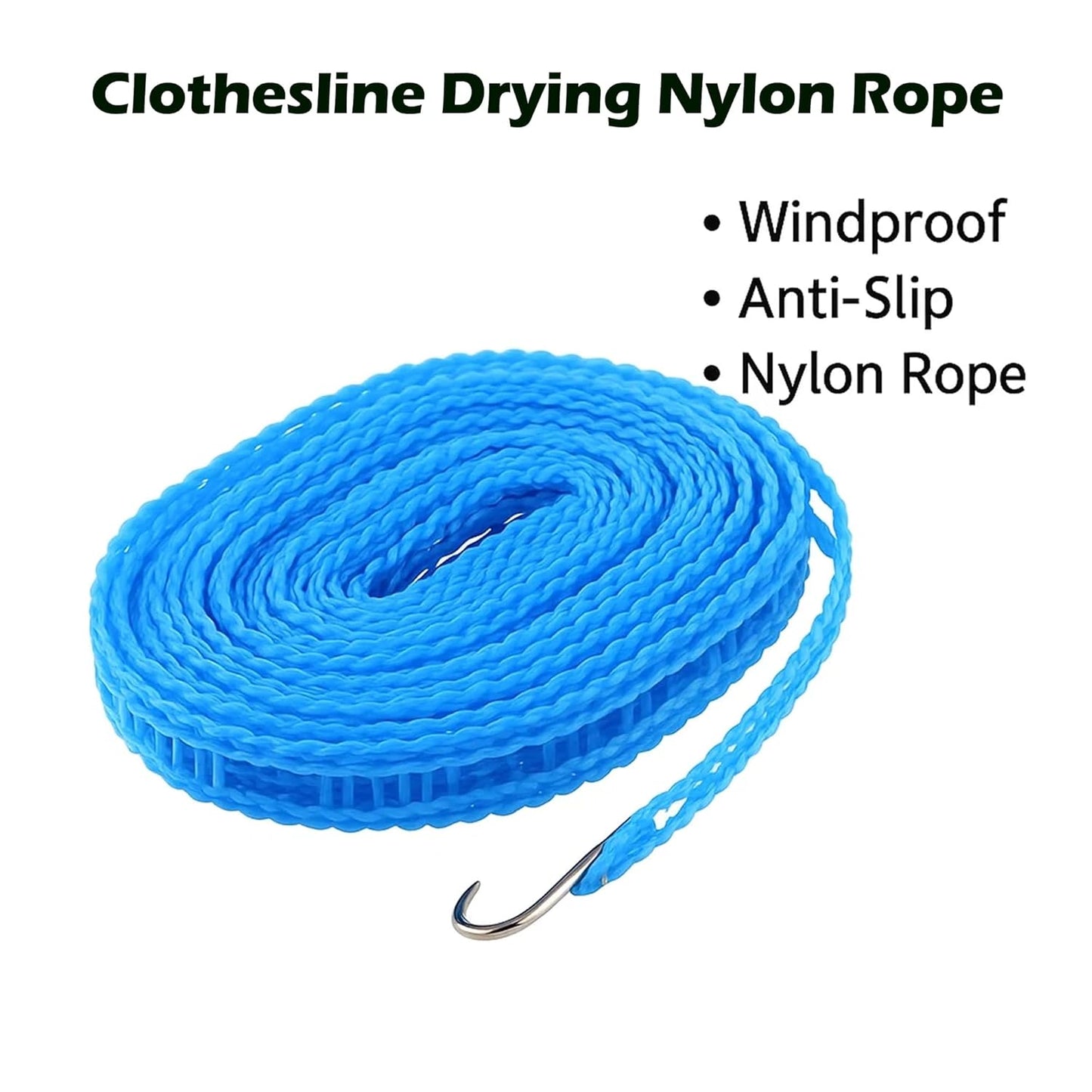 Sulfar Clothesline Drying Nylon Rope with Hooks