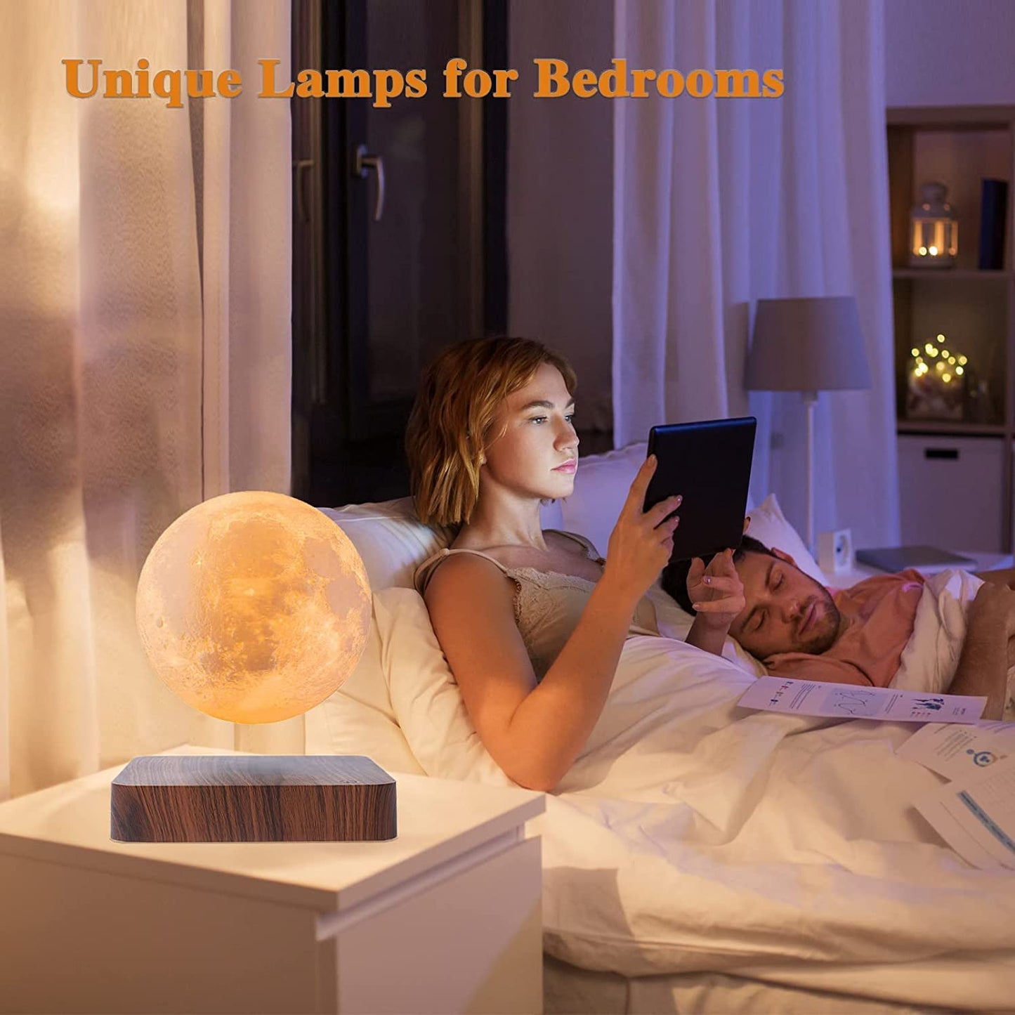 Citaaz Levitating Moon Lamp Moon Light - Magnetic Floating Moon Lamp Spinning Luna Night Light with 3 Color Modes