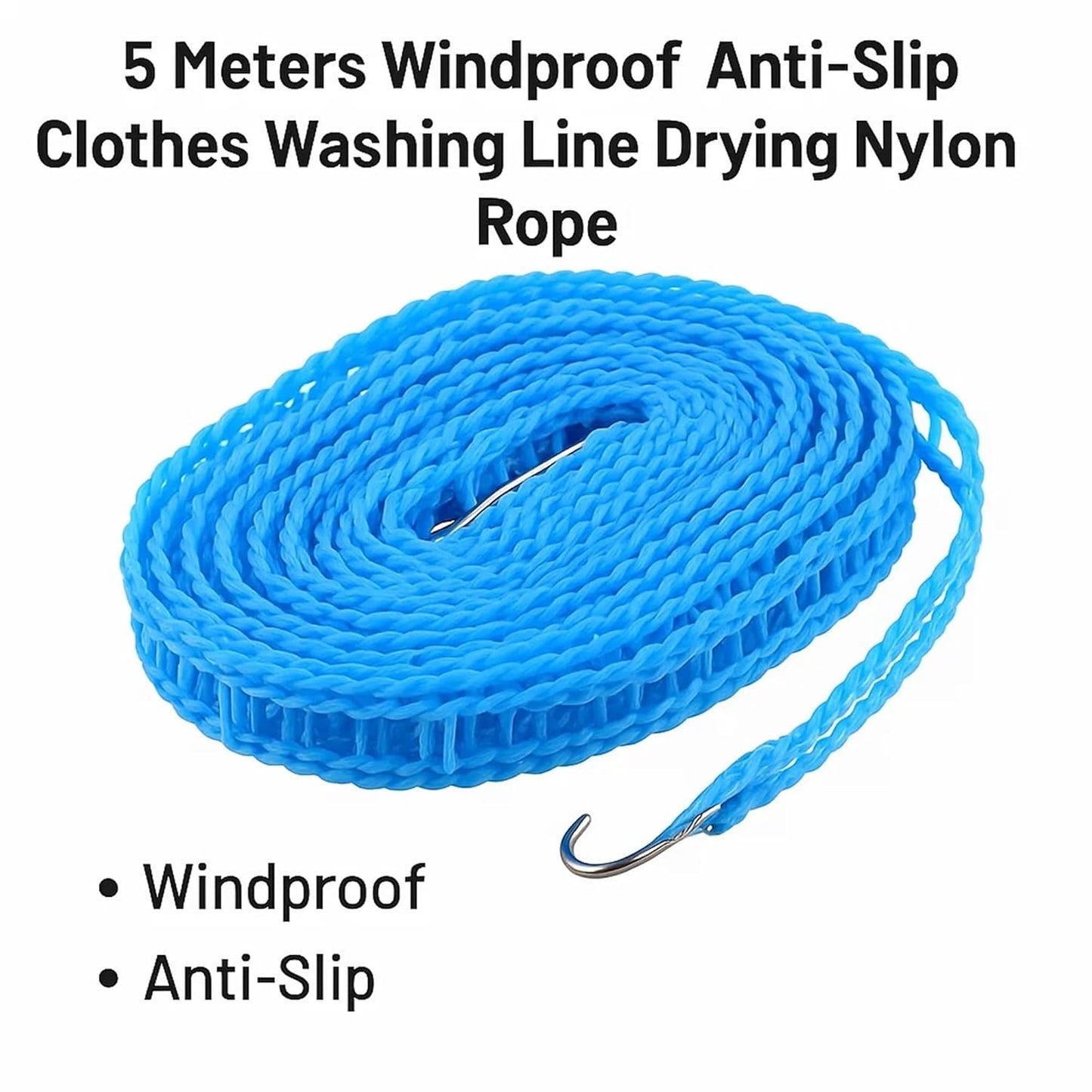 Sulfar Clothesline Drying Nylon Rope with Hooks