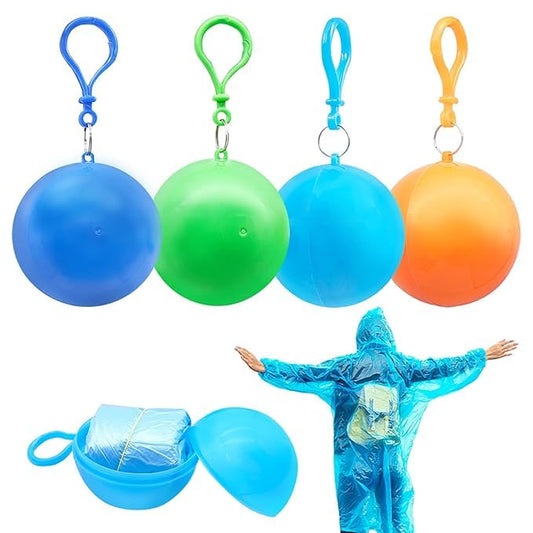 Oralife Disposable Emergency Rain Poncho, Portable Ball Design, for Kids, Random Colours