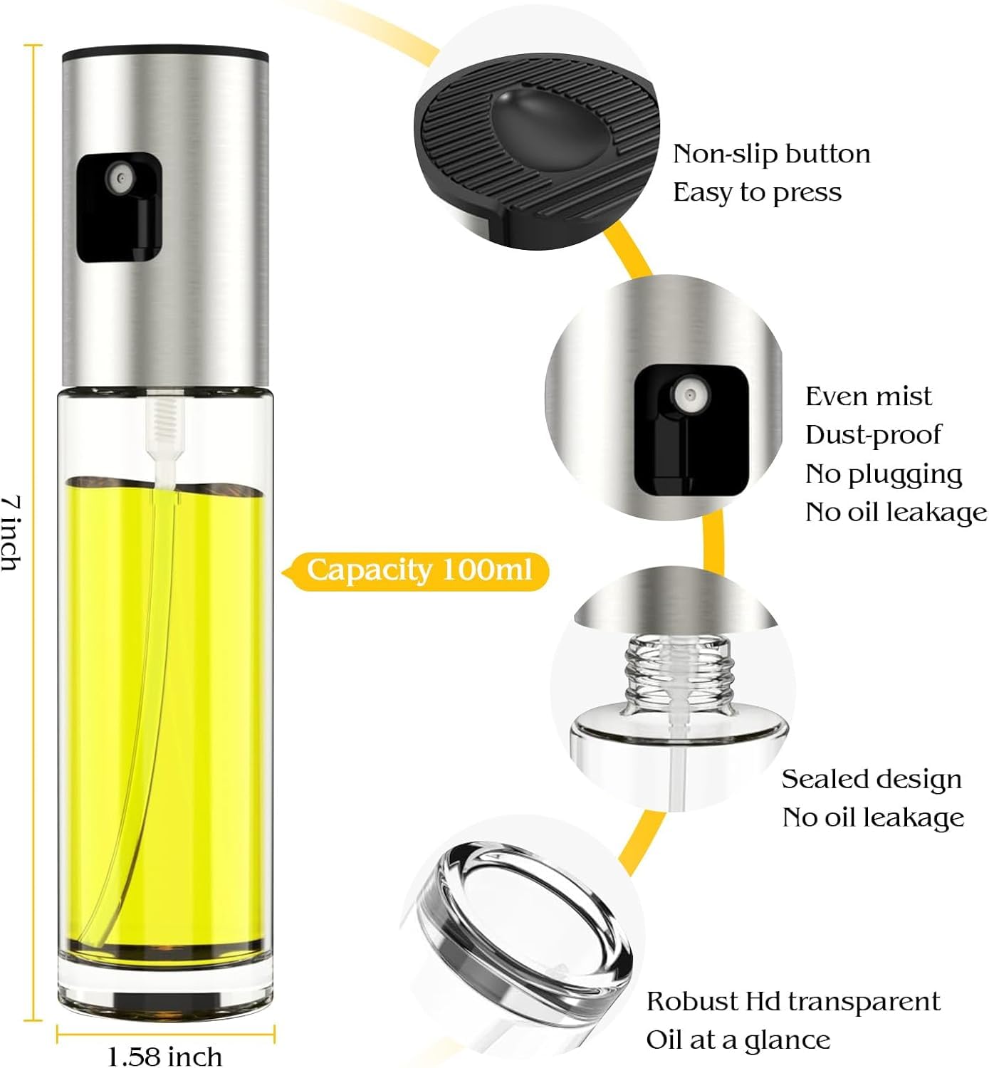 Glass oil Spray Dispenser Cooking 200ml