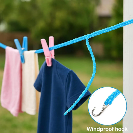Sulfar Clothesline Drying Nylon Rope with Hooks